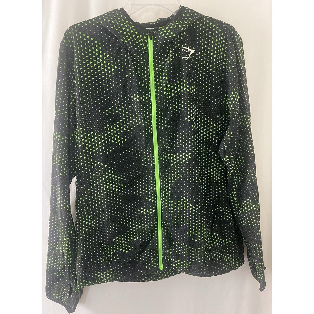 Gymshark Hooded Sport Windbreaker Running Jacket Lime Men's Size Medium